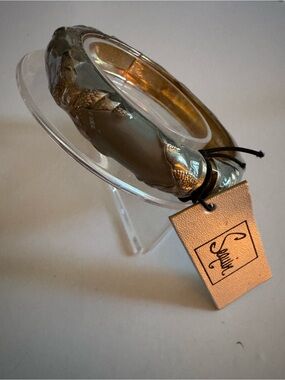 Gray Enameled Bangle Bracelet